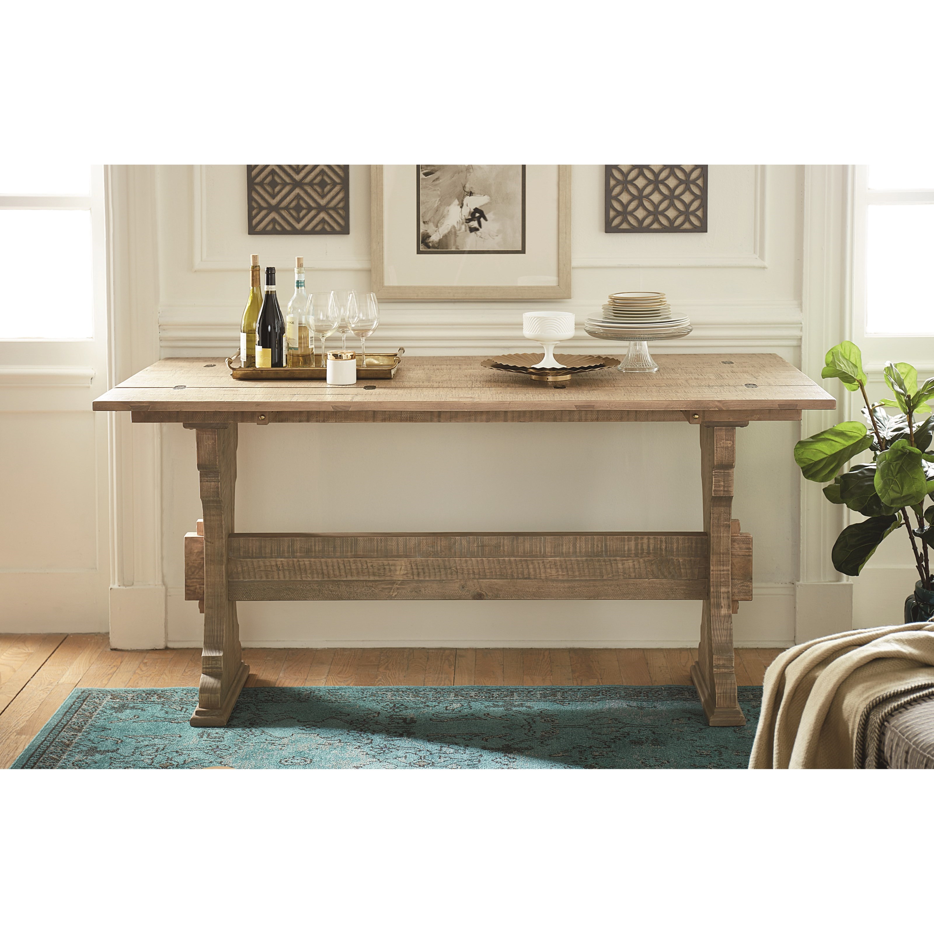 Hammary Hidden Treasures Rustic Trestle Flip Top Table with Distressed Finish Sheely's